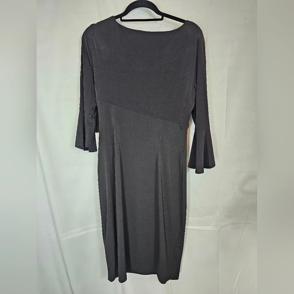 CONNECTED Apparel Size 10 3/4 length bell sleeve pleated ruched waist dress NWT - Picture 7 of 7